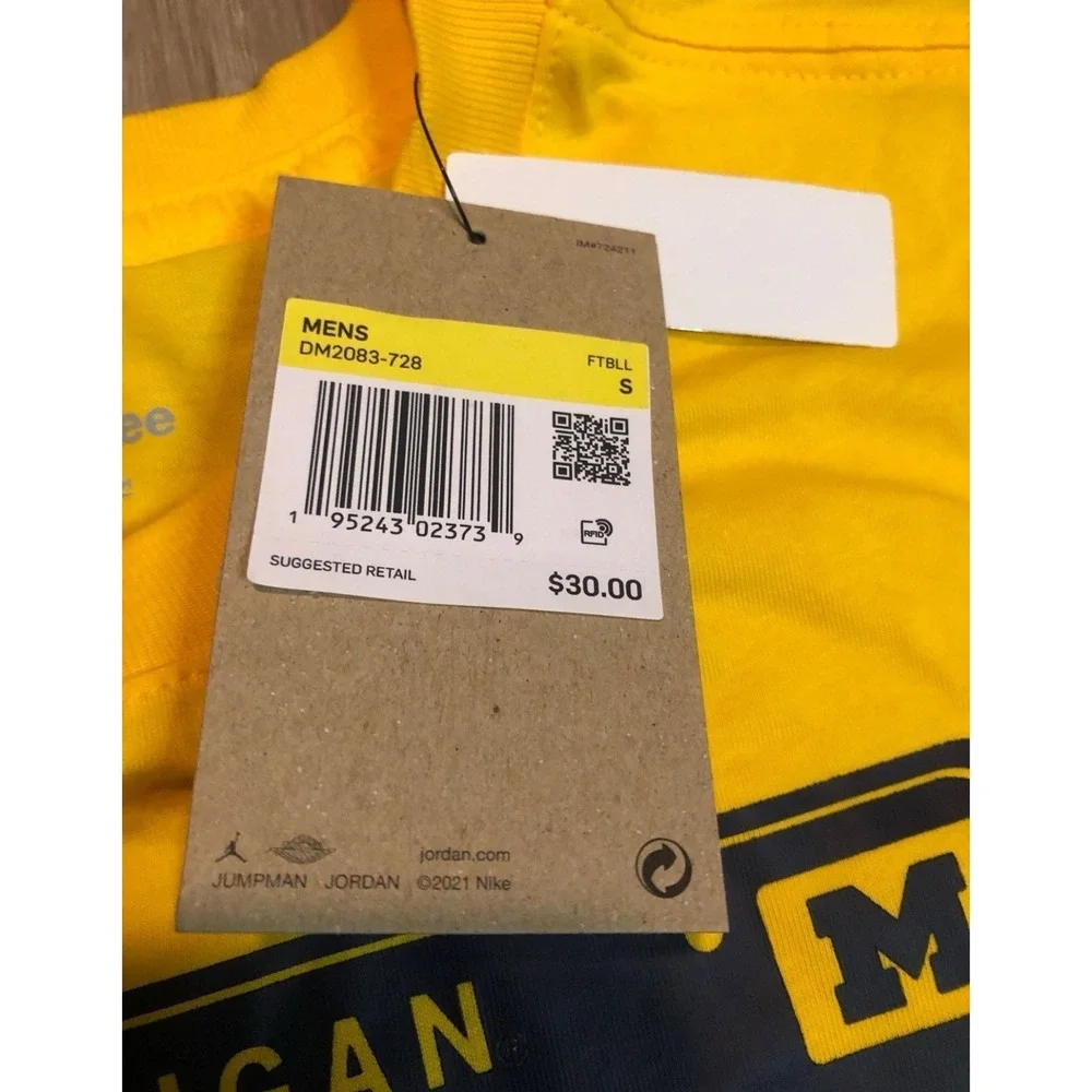 NWT Nike Air Jordan Michigan Wolverines Yellow Dri Fit DM2083-728 Men Size SMALL